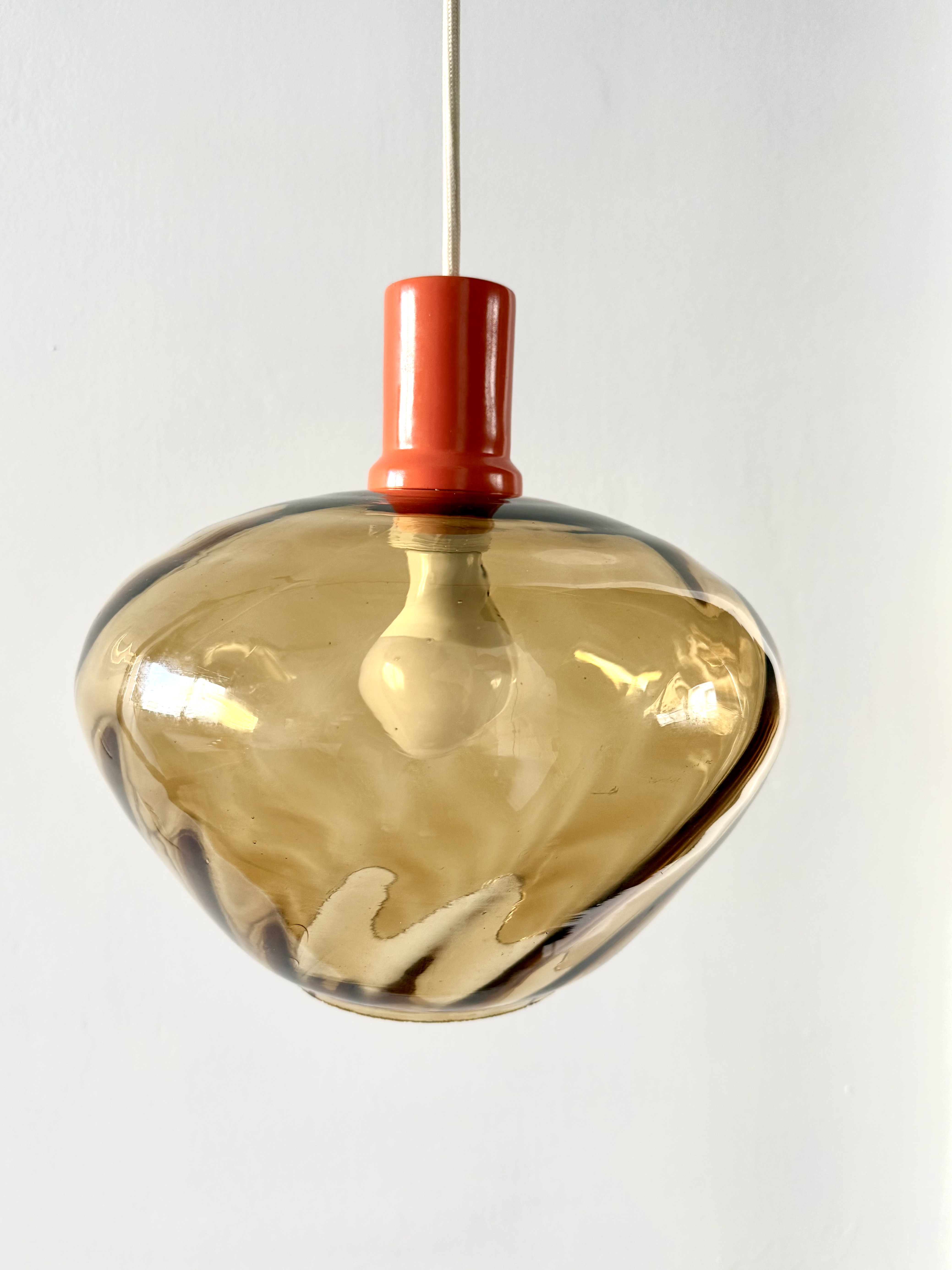 Mid century Danish lighting - Amber Glass Pendant Light