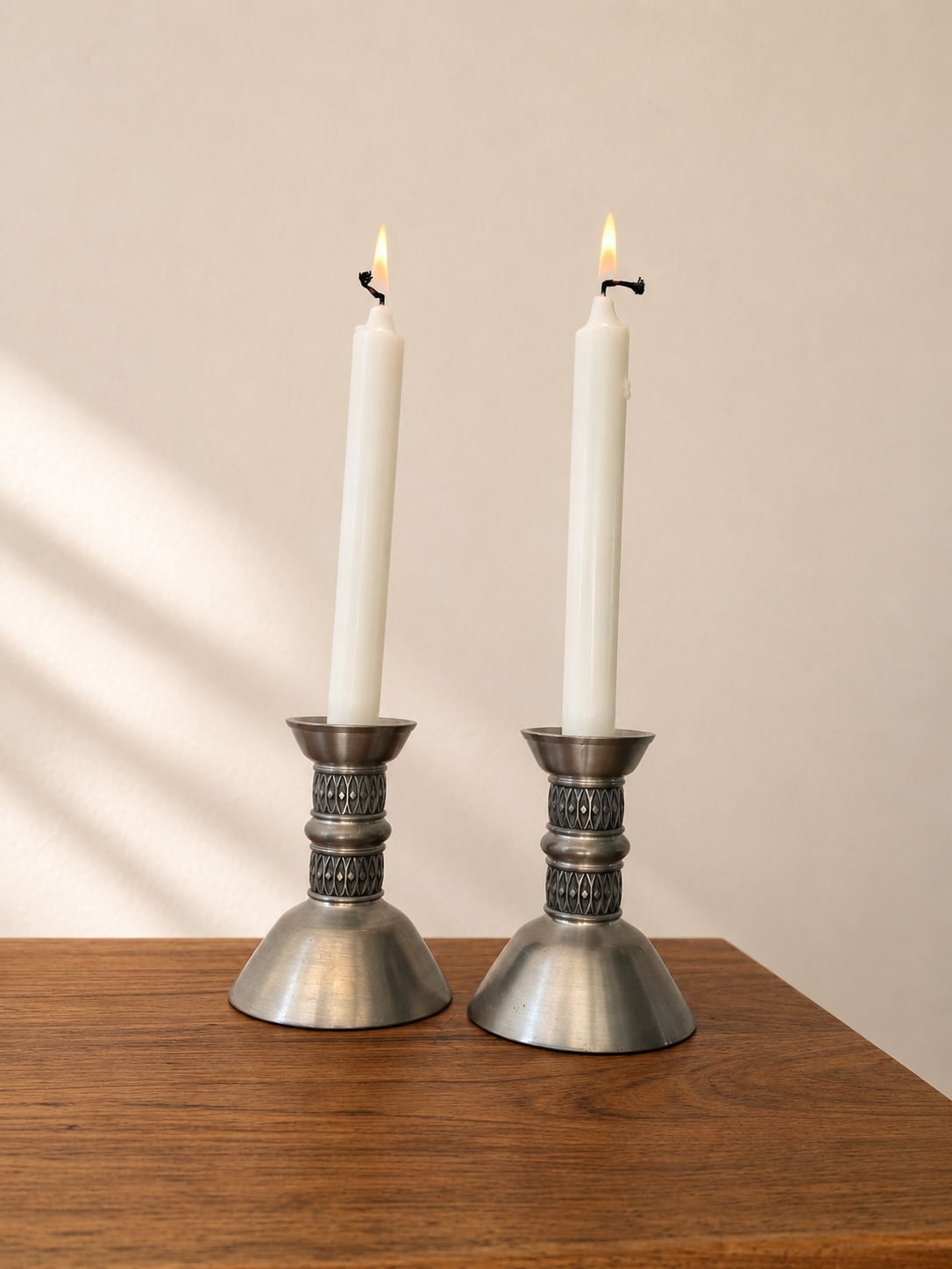 Mid century Danish decor - Norwegian Pewter Candlesticks
