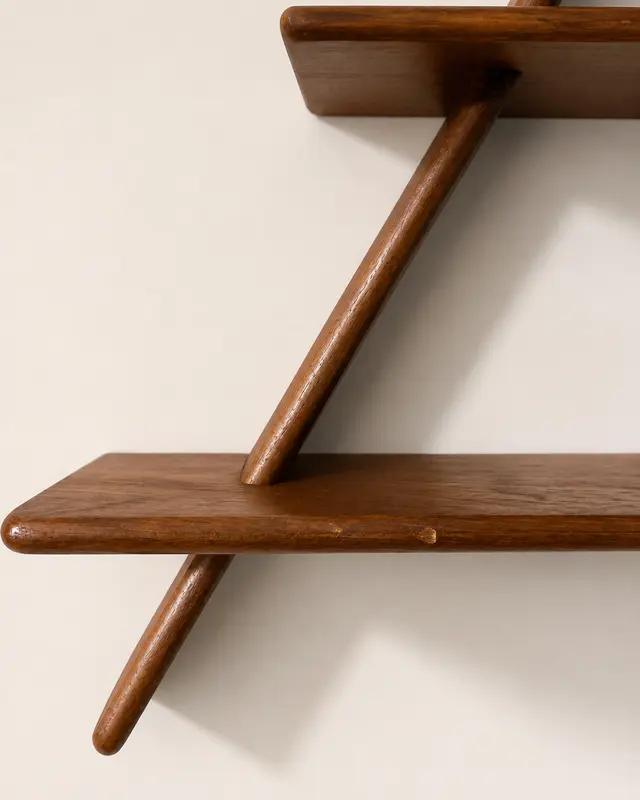 וינטג׳ ורטרו בדנמרק — מדף עץ משולש. Furniture, יד שניה מקופנהגן | דייניש | Field Notes & Finds