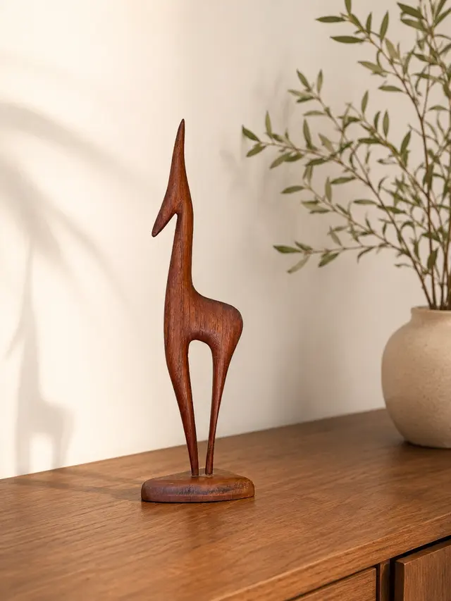 וינטג׳ ורטרו בדנמרק — גזלה מעץ טיק מיד סנצ'רי. Figurine, יד שניה מקופנהגן | דייניש | Field Notes & Finds