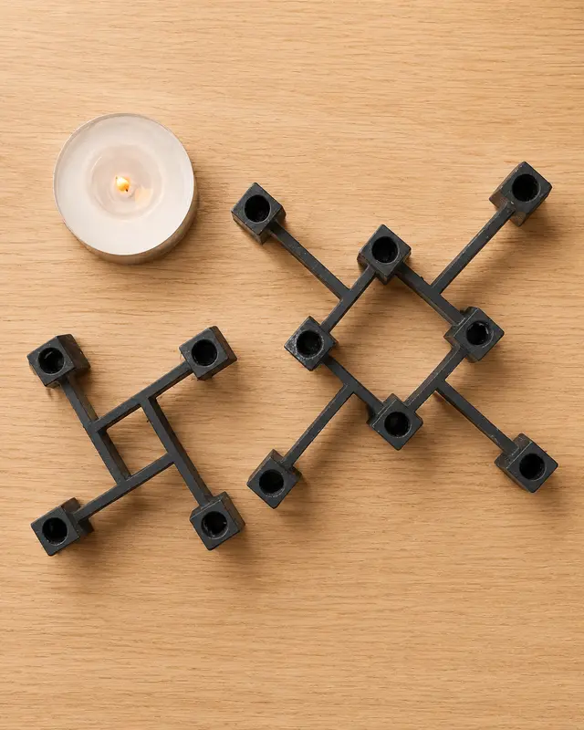 וינטג׳ ורטרו בדנמרק — פמוט ברזל דני. Candle Holder, יד שניה מקופנהגן | דייניש | Field Notes & Finds